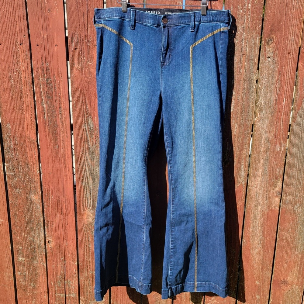 Torrid Sky High A-Line Flare Jeans 16T Blue Super Soft Stretch Tall Denim Flare